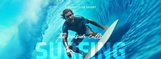 Blue Minimalist Summer Surfing Facebook Cover template