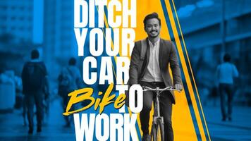 Ditch Your Car Bike to Work Template for Mobile Facebook Cover