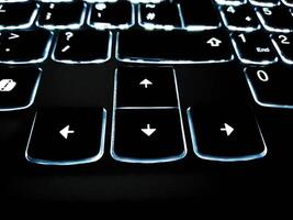 Closup View of Computer Keyboard with backlit keys photo