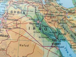 Closeup view of map - Iraq Map Background photo