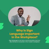 green orange geometric sign language linkedin post template