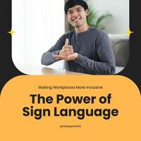 orange black sign language linkedin post template