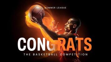 Minimalist Congratulation Basketball Competition Twitter Post template
