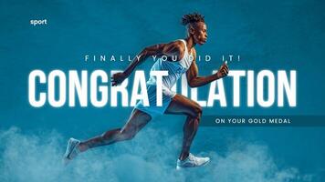 Blue Minimalist Congratulation Gold Medal Twitter Post template