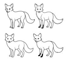 hand-drawn-fox line art black and white background vector