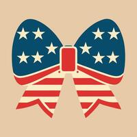 stylized Bow adorned with the American flag's stars and stripes pattern vector
