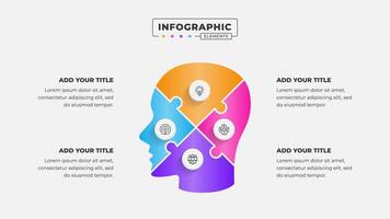 Puzzle infographic design template with 4 steps or options vector
