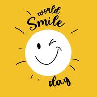 Happy world smile day. Banner design with yellow background. vector