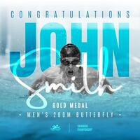 Swimming Athlete Winner Congratulations Post for Instagram template