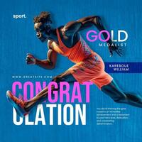Minimalist Congratulation Gold Medal Instagram Post template