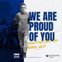 blue olympic congratulations greeting sport template design ideas