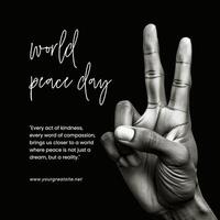 Black White Modern World Peach Day Instagram Post template