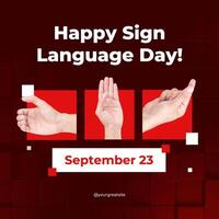 red modern sign language day instagram post template