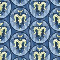 goat skull stained glass pattern vector
