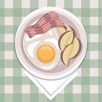 fried egg with bacon and potato vector