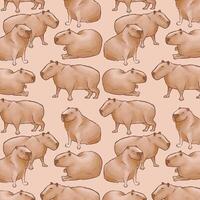 realistic capybara pattern vector