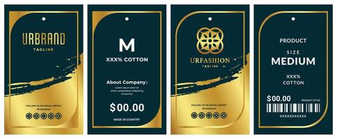 Pure golden color abstract hang tag label with price tag for luxurious fashion product packaging label. vector