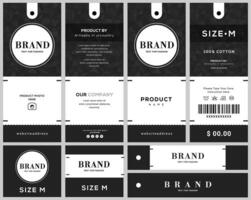 Black and white color modern smart hang tag to price tag for all garments apparel and others company label design. vector