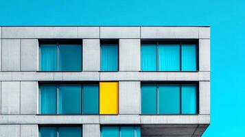 A minimalist modern building exterior against a clear blue sky, emphasizing simplicity and clean design photo