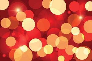 Red festive background with golden lights. Christmas or New Year background. vector