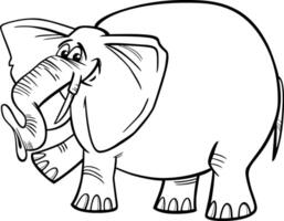 funny cartoon elephant animal character coloring page vector
