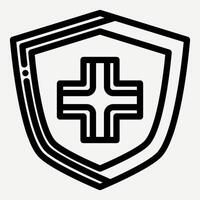 health protection icon, illustration of a shield and cross as a symbol of protecting the immune system, fighting viruses and maintaining health. vector