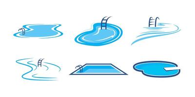 Set of Swimming Pool service logo . Splash pool design isloated vector