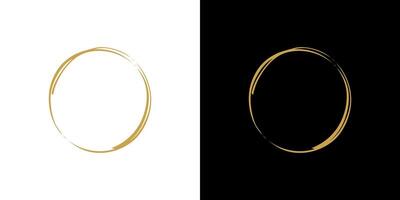 Circle Gold Frame . Brush ring golden round draw template graphic vector