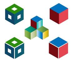 Cube icons. 3d colorful cube symbols. vector
