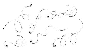 Dashed line arrow route path . vector