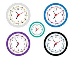 Time clock, wall clock deadline timer symbol set. Schedule timer sign. vector