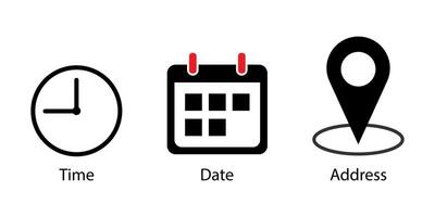 Time, date and address event elements illustration. vector