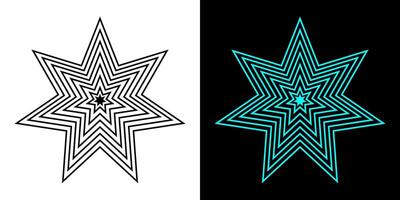 Starburst icon geometric optical illusion concentric radial star shapes. vector