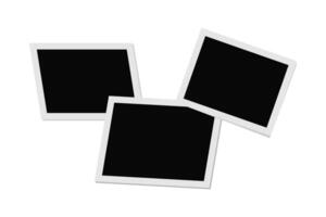 Three black photo frames for paper design. Old paper blank photo frame. vector