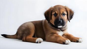 Small Puppy Posing on White Background photo