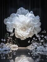 Glowing flowers in black background photo