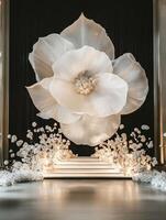 Glowing flowers in black background photo