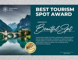 Certificate Achievement Best Toursim Spot Awards template