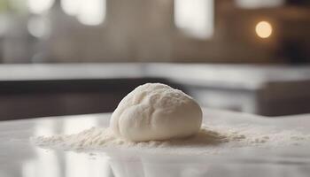 Close-up of Dough Ball on Floured Surface photo