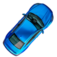 Top view of a sleek blue sports car showcasing its aerodynamic design and luxurious features, emphasizing high-performance and modern automotive engineering cut out on transparent background png
