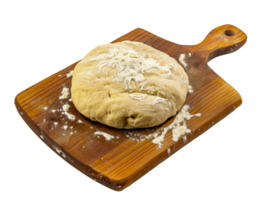 Freshly Kneaded Dough on Wooden Cutting Board with Flour Dusting cut out on transparent background png