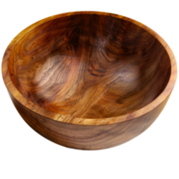 Exquisite Handcrafted Wooden Bowl with Intricate Grain Patterns cut out on transparent background png