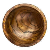 Exquisite Handcrafted Wooden Bowl with Intricate Grain Patterns cut out on transparent background png