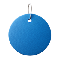 Round Blue Tag with String, High-Quality Realistic Render, cut out isolated PNG transparent