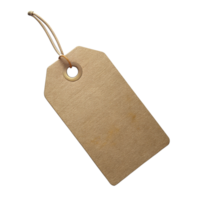 High-quality Blank Cardboard Price Tag with String on Dark Background for Retail and Merchandising, cut out isolated PNG transparent