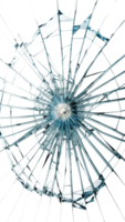High-Resolution Image of a Radial Broken Glass Pattern cut out png on transparent background