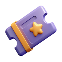 3D Purple and Orange Ticket Icon with Star Shape for Event and Entertainment png