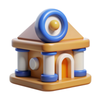 3D Icon of Tourist Information Building with Classical Columns and Dome png