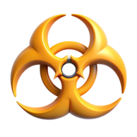 3D Biohazard Symbol Icon in Shiny Orange isolated PNG transparent background