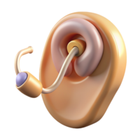 3D Icon of Modern Hearing Aid Device isolated PNG transparent background